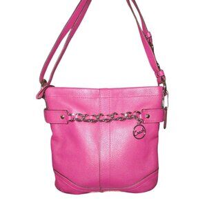 Coach Pebbled Leather Chain Duffle Convertible Crossbody Handbag in Blossom Pink